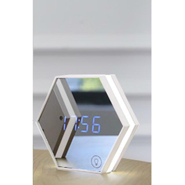 LED Mirror Hexagonal Alarm Clock