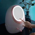 LED Mirror Makeup Storage Box Cosmetic Organizer