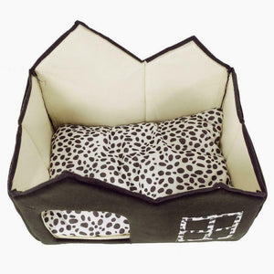 Warm Dog Bed House with Double Roof