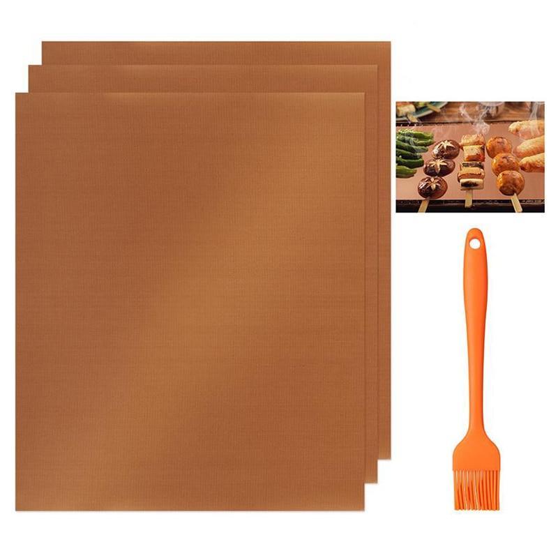 Non Stick BBQ Grill Mat 3PC With Brush