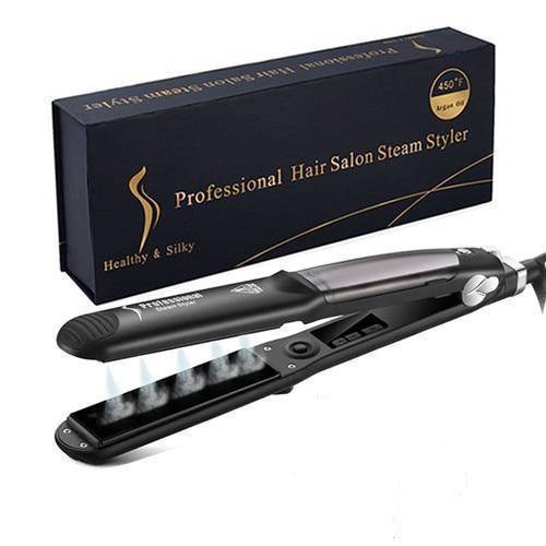 2 in 1 Steam Hair Straightener and Curler Flat Iron With Vapor Ceramic Tourmaline